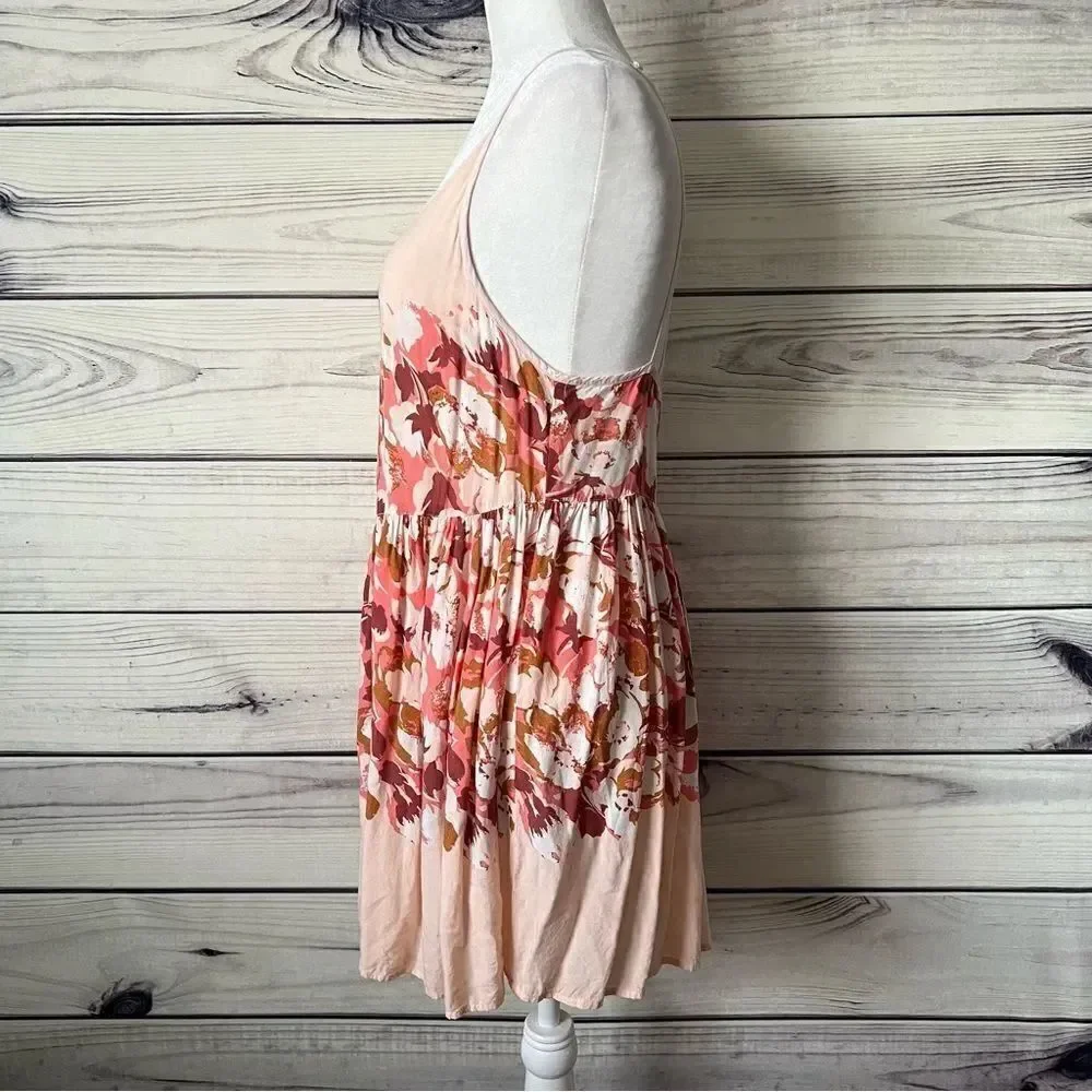 Intimately Free People Peach Floral Strappy Mini Dress